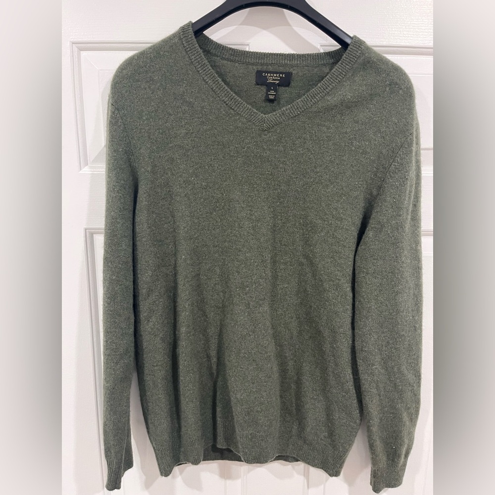 Men's Green V-Neck Sweater